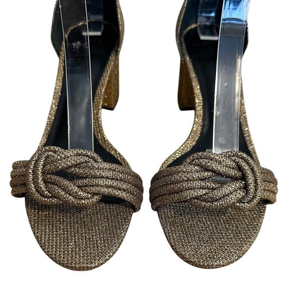 Alexandre Birman Vicky 60 Metallic Gold Bronze Glitter Knotted Sandal 38 - Picture 6 of 11